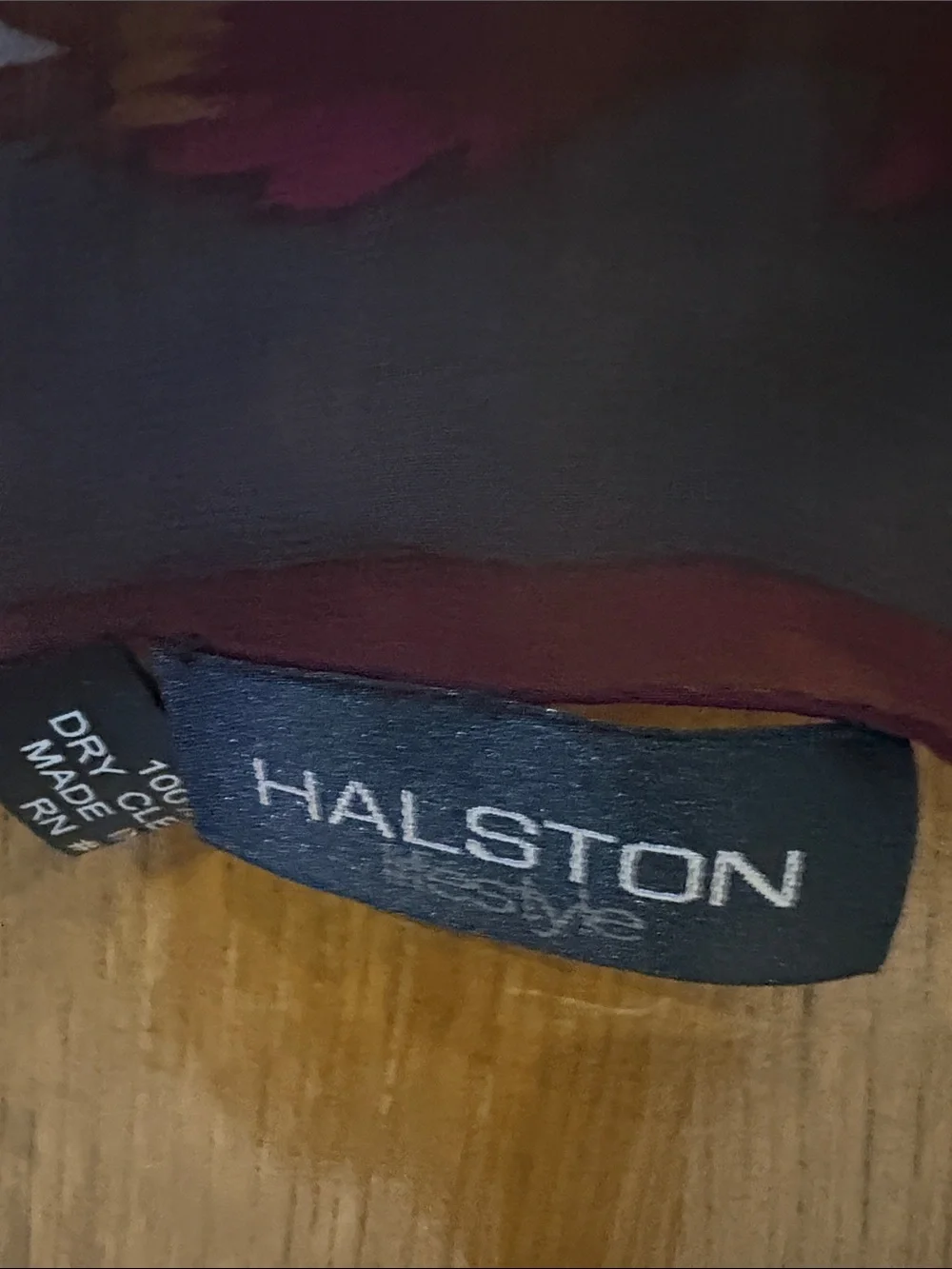 VINTAGE Halston lifestyle 100% SILK Leaf Print Scarf in Brown and Gold
